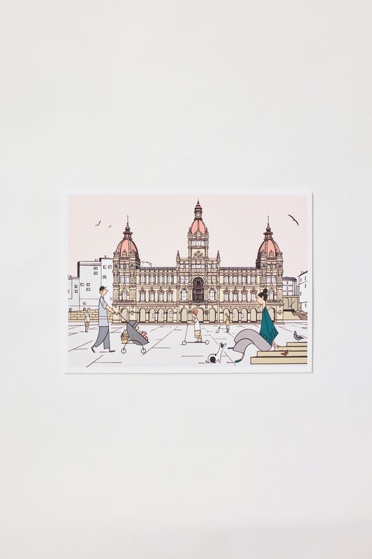 Illustrated postcard - City Hall