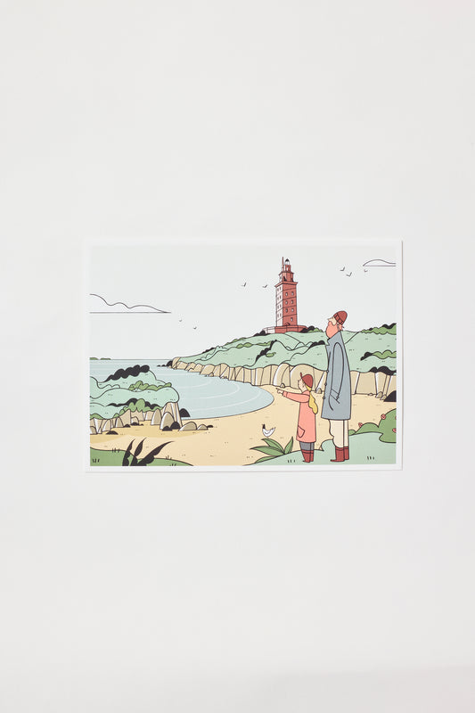 Illustrated postcard - Hercules Tower