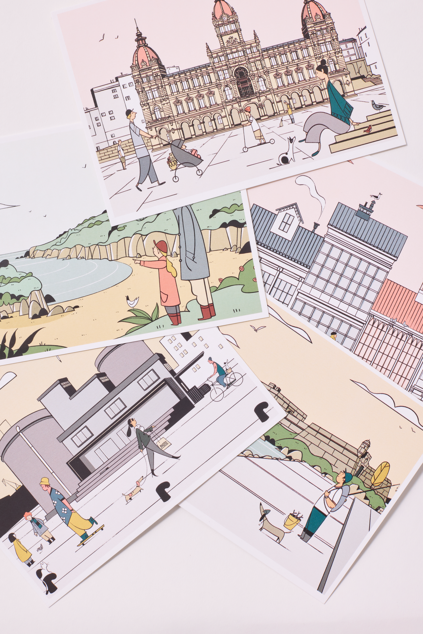 Illustrated postcard - Glass buildings